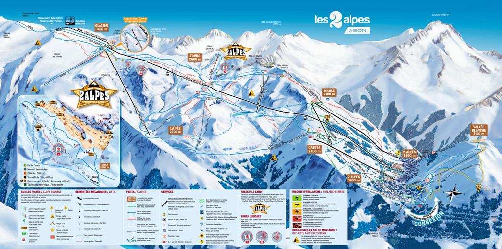 mapa de pistas de les 2 alpes